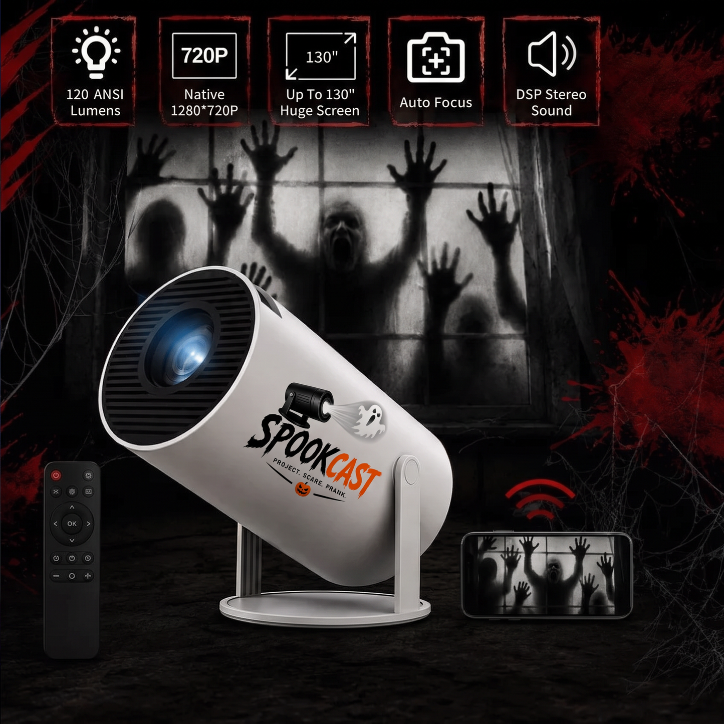 Nightmare Projector in use on a window
